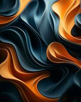 ett abstrakt bild av orange och svart vågor generativ ai foto