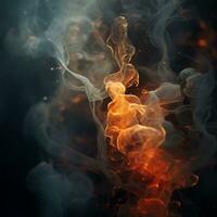 ett abstrakt bild av rök på en svart bakgrund generativ ai foto