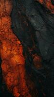 ett bild av en lava strömma med orange och svart färger generativ ai foto