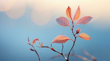 ett bild av en träd gren med rosa löv generativ ai foto