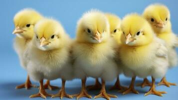 förståelse de beteende och tillväxt av gul bebis kycklingar. generativ ai foto