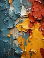 färgrik måla peeling av av en vägg generativ ai foto