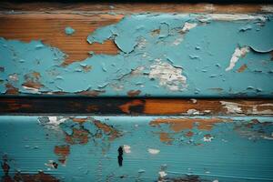 gammal måla peeling av av en trä- dörr med peeling måla generativ ai foto