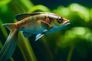 en fisk med en ljus orange och svart kropp. ai-genererad foto