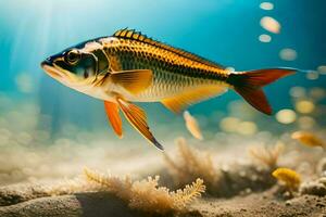 en fisk simning i de hav med solljus. ai-genererad foto