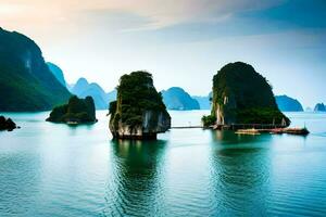 halong bukt, vietnam. ai-genererad foto