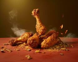 utsökt friterad kyckling grill närbild studio fotografi. mat recept, meny design begrepp. ai genererad foto