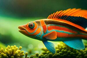 en färgrik fisk är simning i de hav. ai-genererad foto