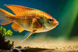 en guldfisk simning i ett akvarium. ai-genererad foto