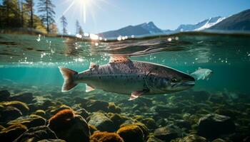 de majestätisk under vattnet landskap ställer ut de naturlig skönhet av hav liv genererad förbi ai foto