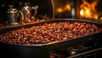 friskhet och värme i en mörk kaffe kopp inomhus genererad förbi ai foto