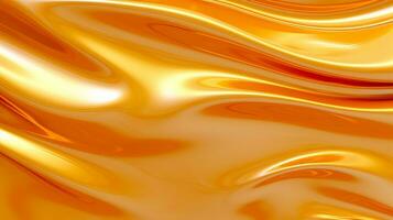 abstrakt bakgrund med slät rader i gul och orange färger för design. guld metall strömma textur. ai genererad foto