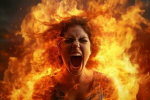 svart kvinna Skräck skrämmande mörk jäkel brand person fantasi ansikte grym eldkula halloween ondska foto