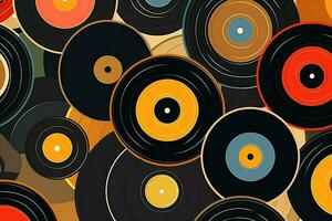 sömlös musikalisk mönster retro vinyl modern design disko spela in årgång ljud foto