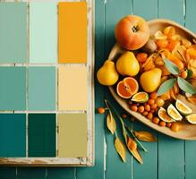 Färg frukt mat bakgrund orange foto