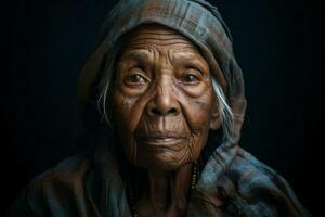 ögon porträtt senior mormor närbild kvinnor rynkig hår ser ansikte äldre klänning leende gammal svart Asien foto