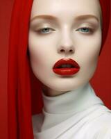 skönhet kvinna retro mun läppstift vård person ansikte stil hand mode röd lady foto