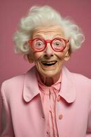 kvinna halloween glasögon öppen lycka pensionerad läskigt porträtt chock livsstil gammal vuxen humör bakgrund överraskning foto