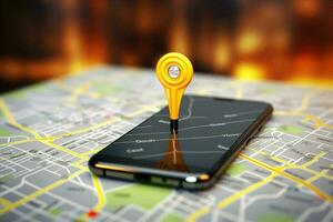 smartphone riktning Karta gata navigering väg plats telefon gps stad foto