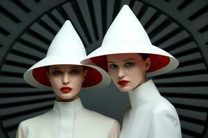 mode Söt attraktiv svart färgrik skönhet röd kvinnor konst vit hatt foto
