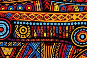 sömlös vektor stam- etnisk mönster. hand dragen afrikansk bakgrund, etnisk tyg mönster, afrikansk stam- mönster i färgrik, ai genererad foto