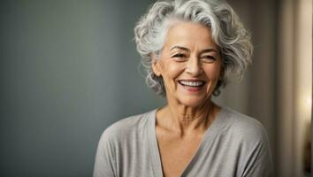 skön underbar 50s mitten ålder skön äldre senior modell kvinna . ai genererad foto