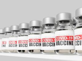 3D-rendering av covid-19 vaccinflaskor foto