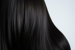 mörk hetero hår närbild. kvinnors lång mörk hår. frisering behandlingar foto