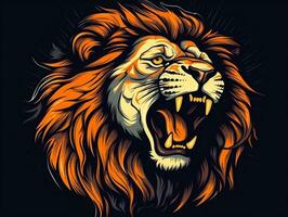 klistermärke av en lejon för t skjorta design vektor illustration med isolerat bakgrund ai generativ foto