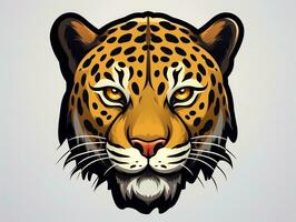 klistermärke av en leopard för t skjorta design vektor illustration med isolerat bakgrund ai generativ foto