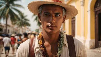turist i cartagena de Indien colombia. ai genererad foto