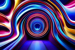 en färgrik tunnel med en ljus ljus. ai-genererad foto
