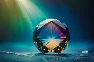 en diamant är visad i de ljus. ai-genererad foto