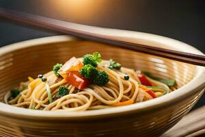 kinesisk mat i en skål. ai-genererad foto