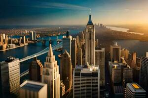 de ny york stad horisont är sett från ovan. ai-genererad foto