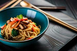 kinesisk mat i en skål. ai-genererad foto