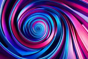 en färgrik spiral med en blå och rosa virvla runt. ai-genererad foto