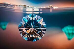 en diamant är flytande i de vatten. ai-genererad foto