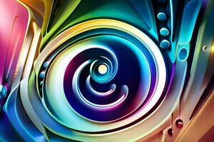 färgrik abstrakt konst med en spiral design. ai-genererad foto