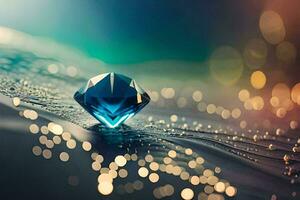 en diamant är Sammanträde på de yta av en vattnig yta. ai-genererad foto