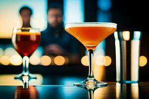 cocktails på de bar. ai-genererad foto