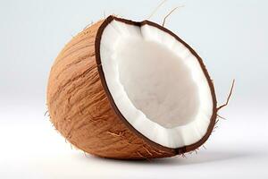kokos isolerat på vit bakgrund ai genererad foto