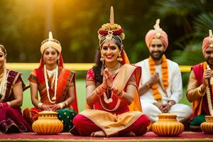 indisk bröllop ceremoni i Indien. ai-genererad foto