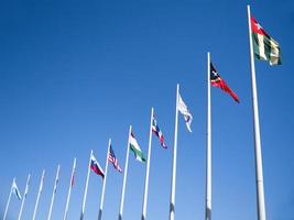 flaggor i världens länder på flaggstänger