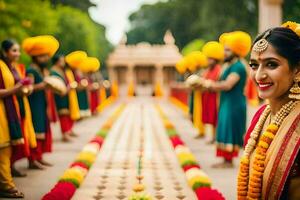 indisk bröllop ceremoni i jaipur. ai-genererad foto
