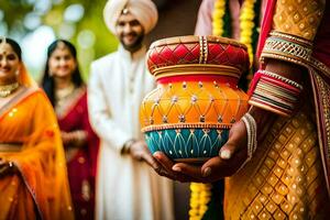 indisk bröllop ceremoni i Indien. ai-genererad foto