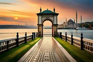 de bro över de vatten i istanbul. ai-genererad foto