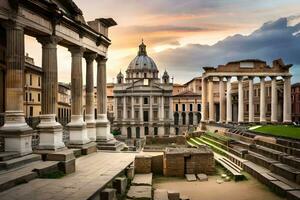 de roman forum i rom, Italien. ai-genererad foto