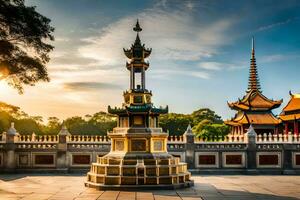 de gyllene pagod i främre av de kunglig palats i phnom penh, phnom penna. ai-genererad foto