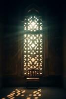 arabicum fönster i de gammal moskén. religion begrepp ai generativ foto